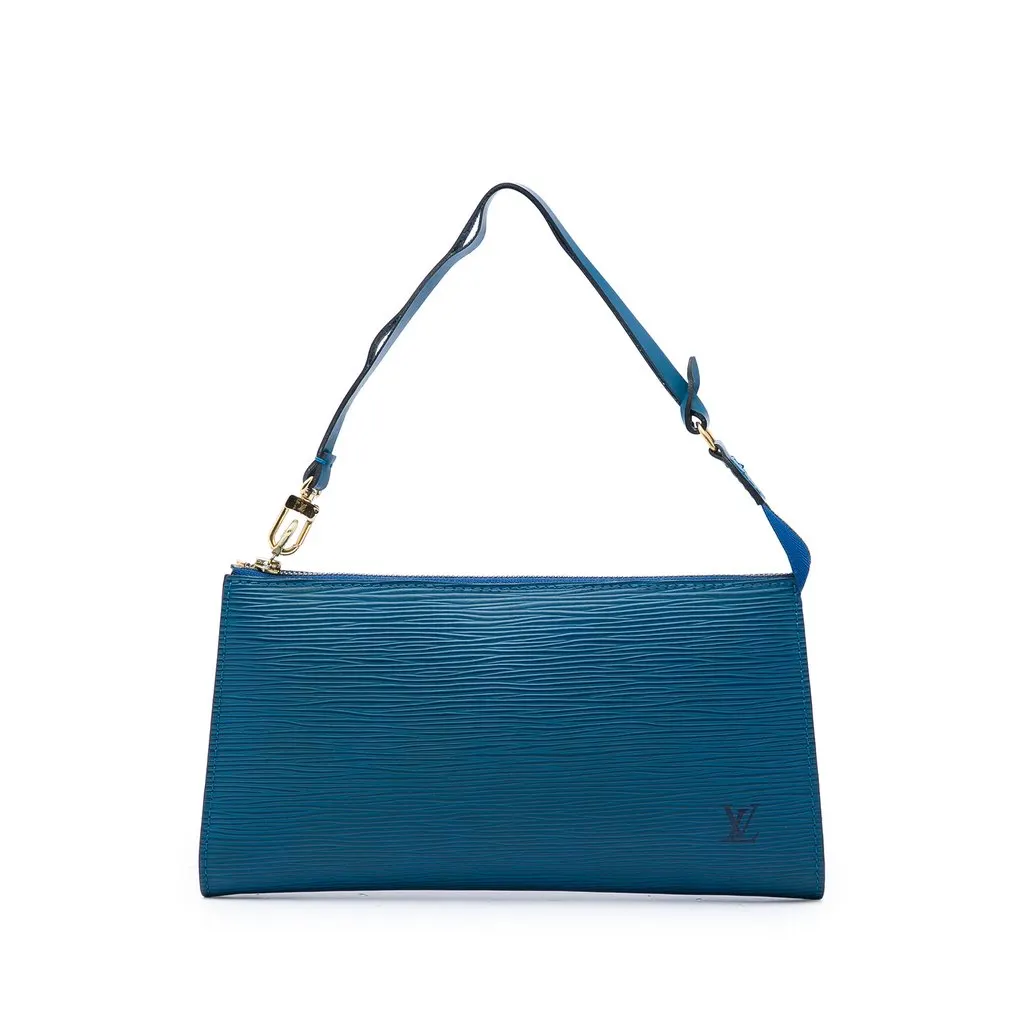 Louis Vuitton Epi Pochette Accessoires Blue Leather Good - Front View
