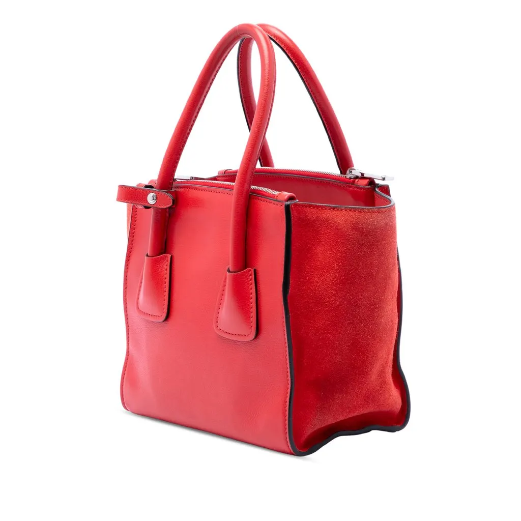 Prada Small Glace Calf Twin Pocket Satchel Red Leather Very good - Back View