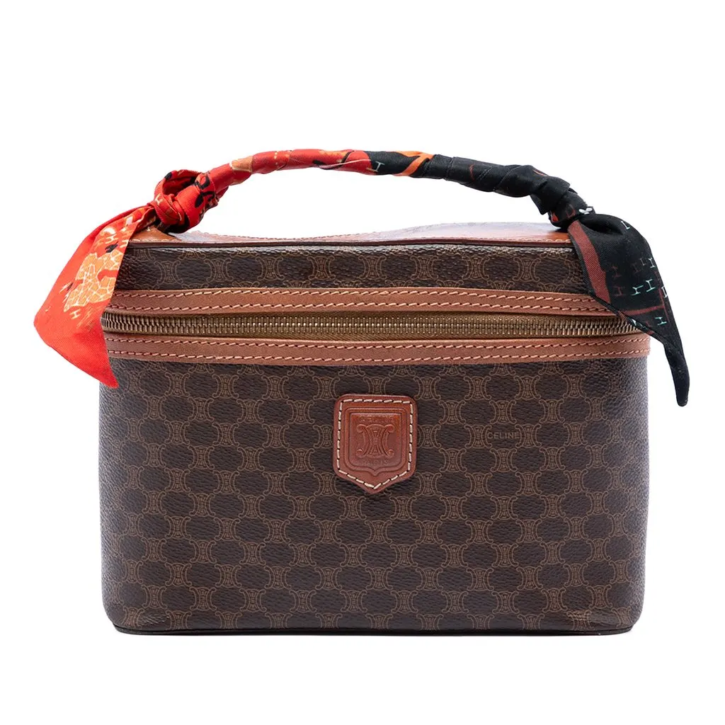 Celine Macadam Coated Canvas Vanity Bag Brown Very good - Front View
