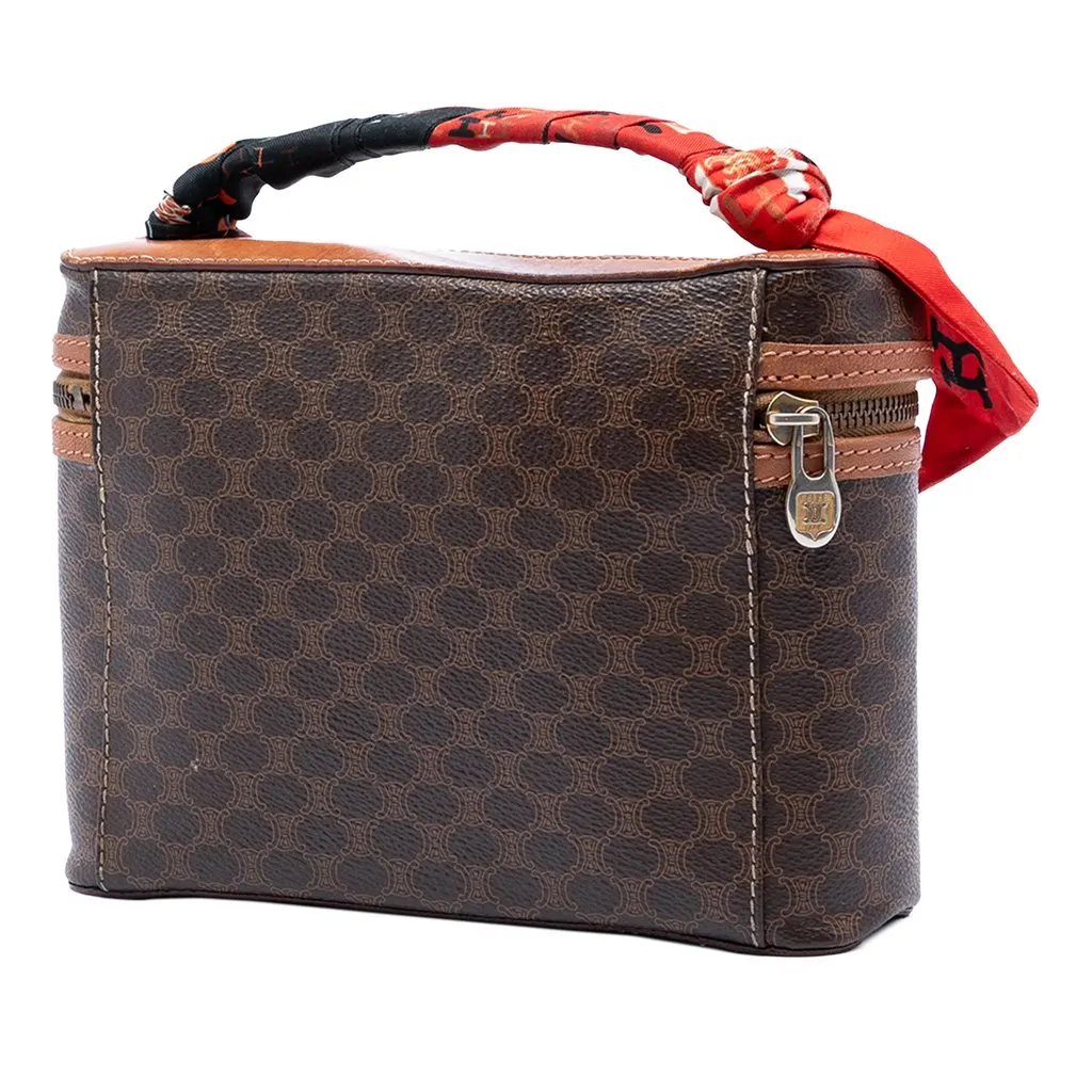 Celine Macadam Coated Canvas Vanity Bag Brown Very good - Back View
