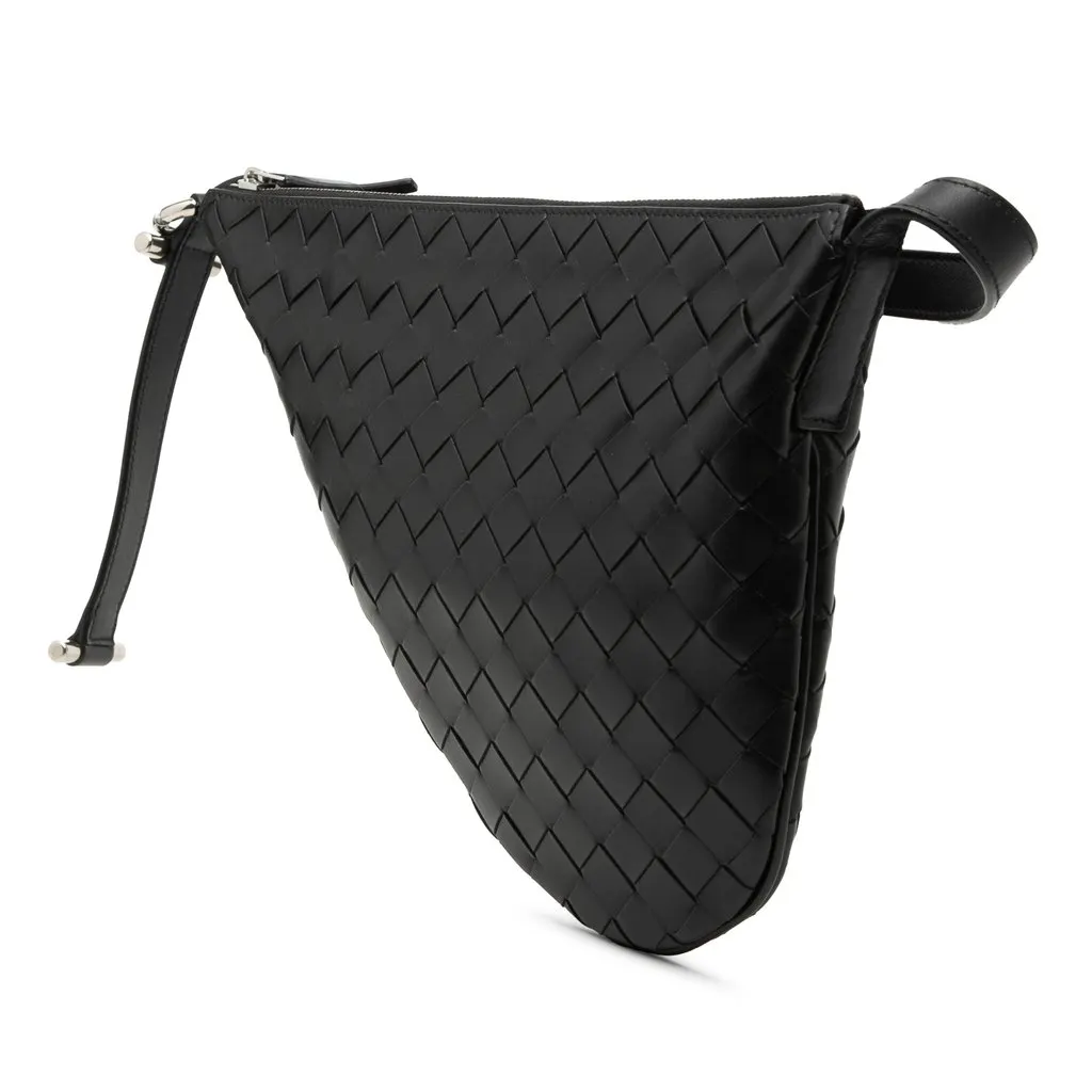 Bottega Veneta Small Leather Intrecciato Virgule Crossbody Black Leather Very good - Back View