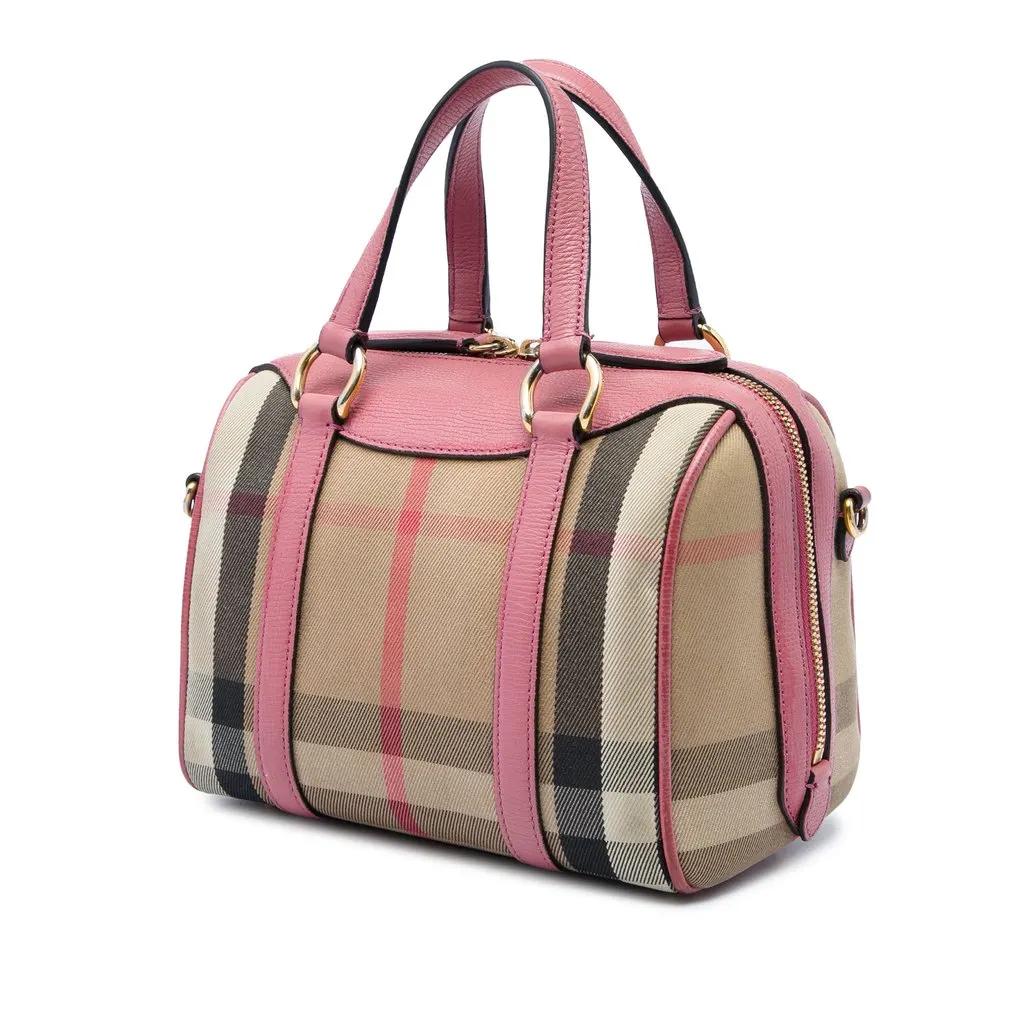 Burberry Small House Check Canvas Alchester Bowling Bag Beige Very good - Back View