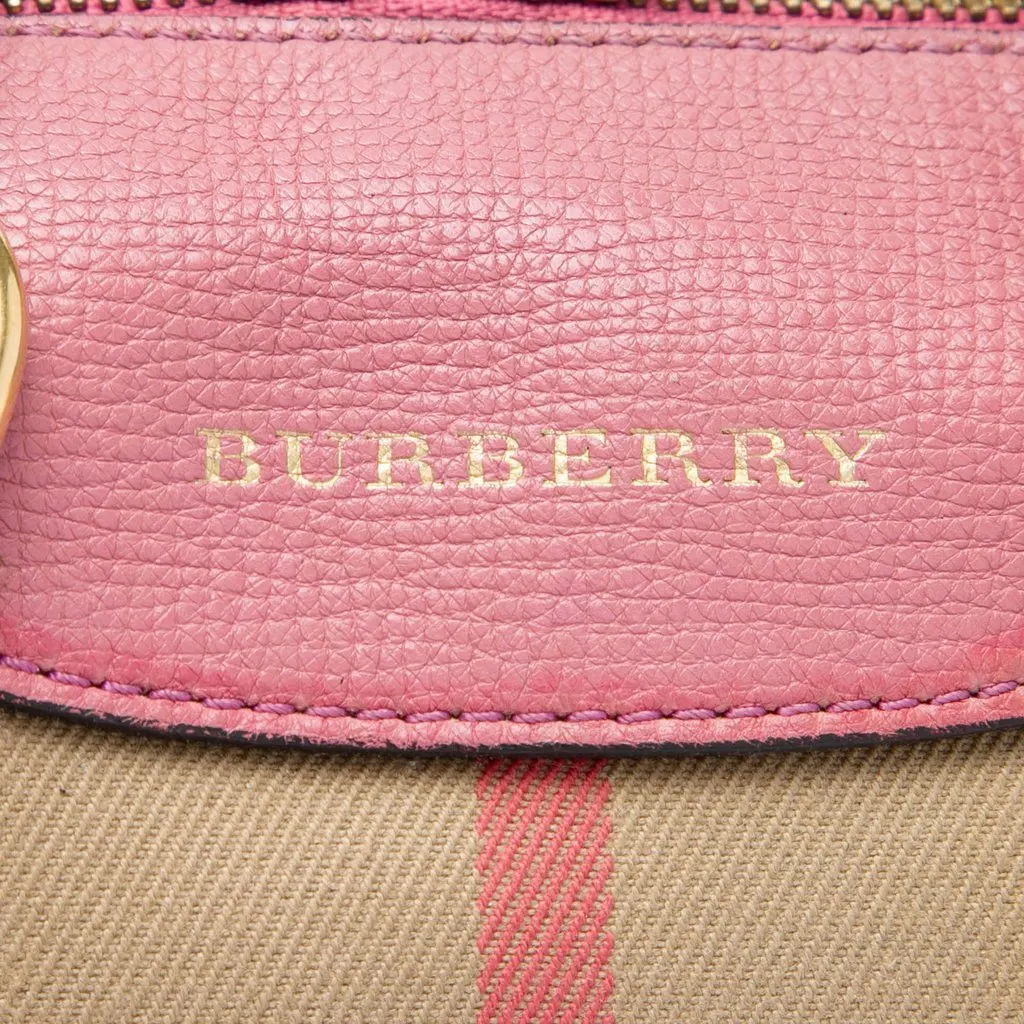 Burberry Small House Check Canvas Alchester Bowling Bag Beige Very good - Box View