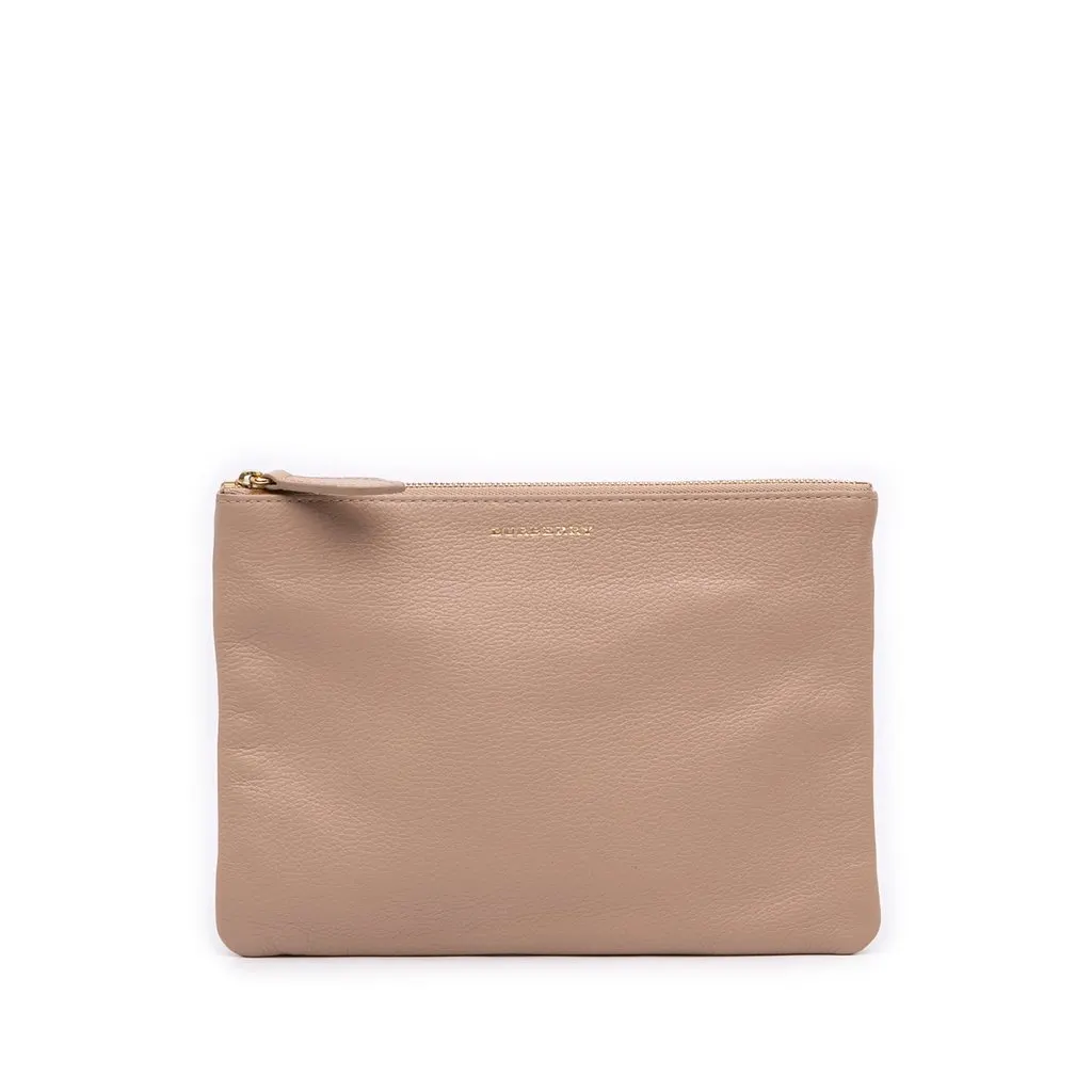 Burberry Pebbled Leather Clutch Brown Leather Very good - Front View