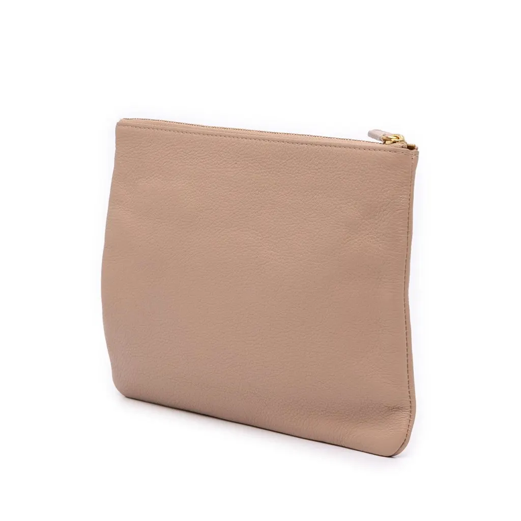Burberry Pebbled Leather Clutch Brown Leather Very good - Back View