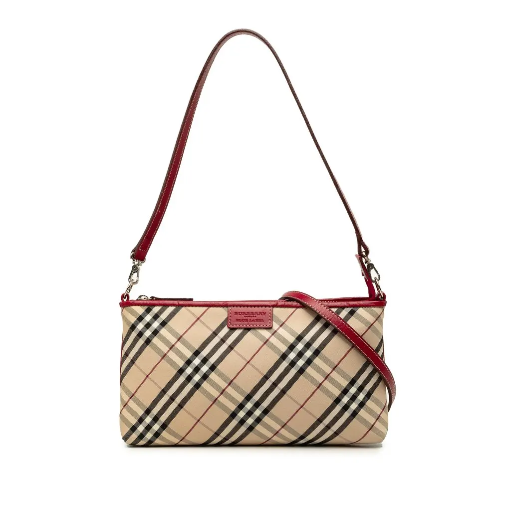 Burberry Nova Check Canvas Satchel Beige Canvas Good - Front View