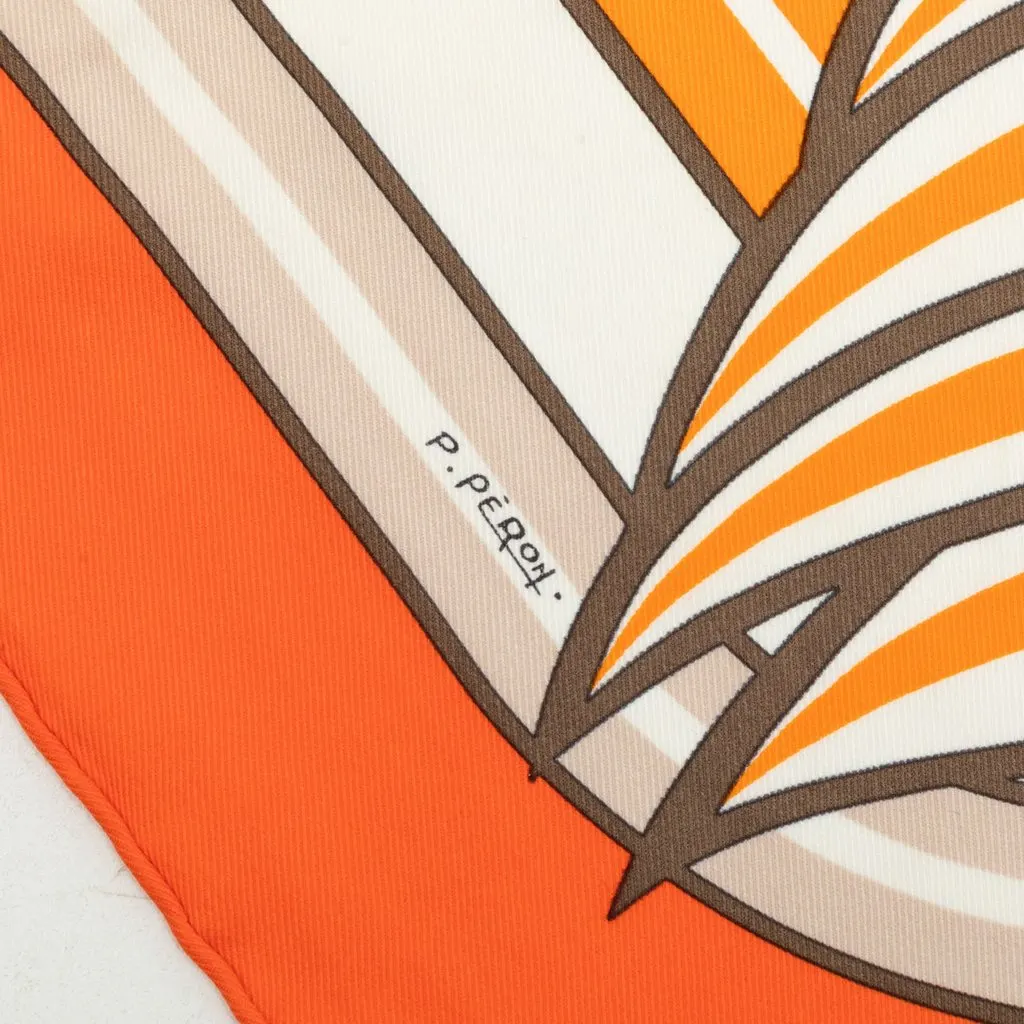 Hermès Quadrige Silk Scarf 70 Orange Silk Very good - Inside View