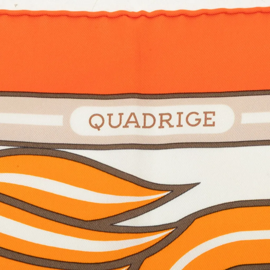 Hermès Quadrige Silk Scarf 70 Orange Silk Very good - Model View
