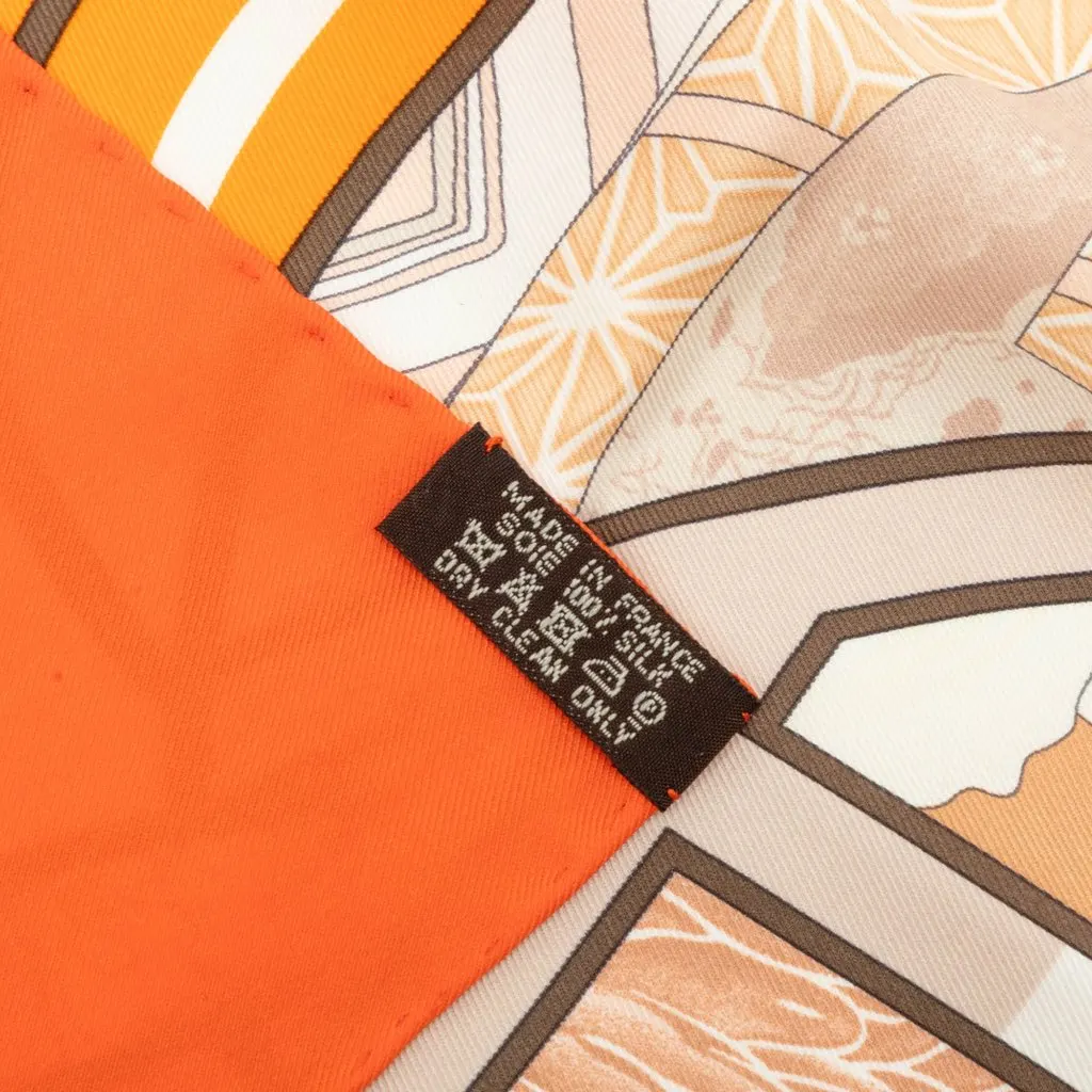 Hermès Quadrige Silk Scarf 70 Orange Silk Very good - Box View