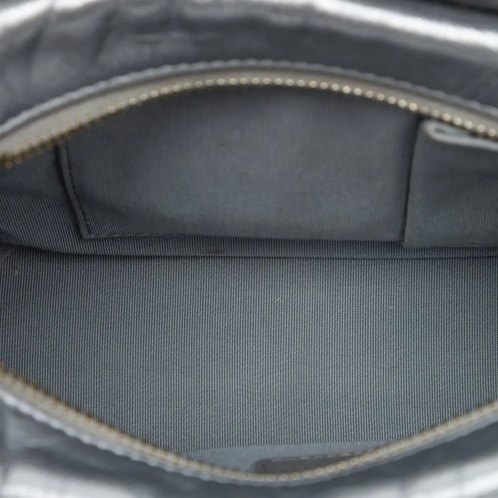 Chanel Small Metallic Calfskin CC Stitched Gabrielle Hobo Silver Leather Very good - Model View