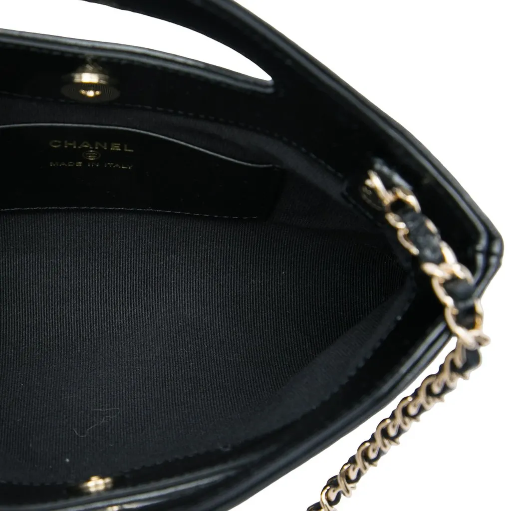 Chanel Nano Shiny Crumpled Calfskin 31 Shopping Bag Black Leather Very good - Model View
