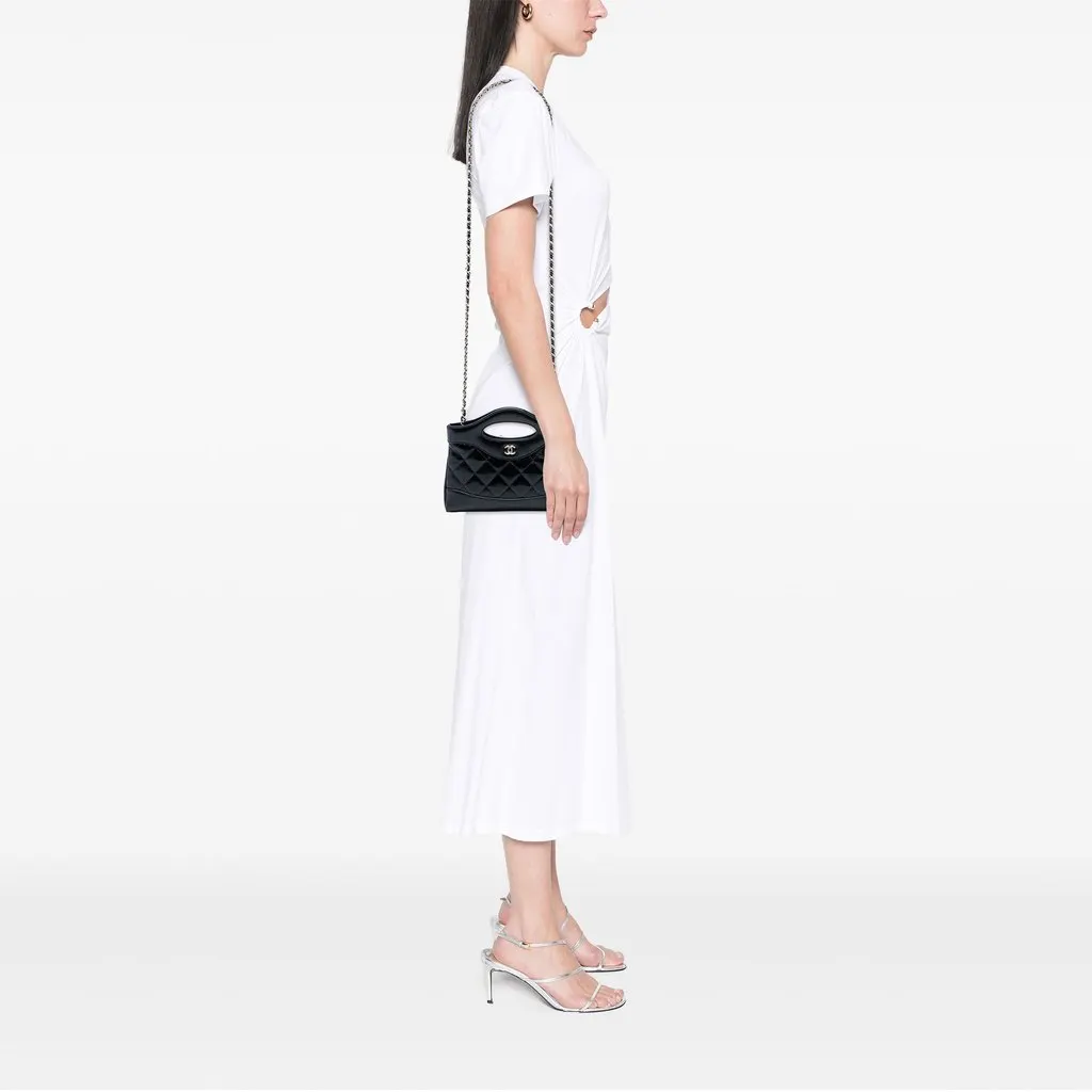 Chanel Nano Shiny Crumpled Calfskin 31 Shopping Bag Black Leather Very good - Box View