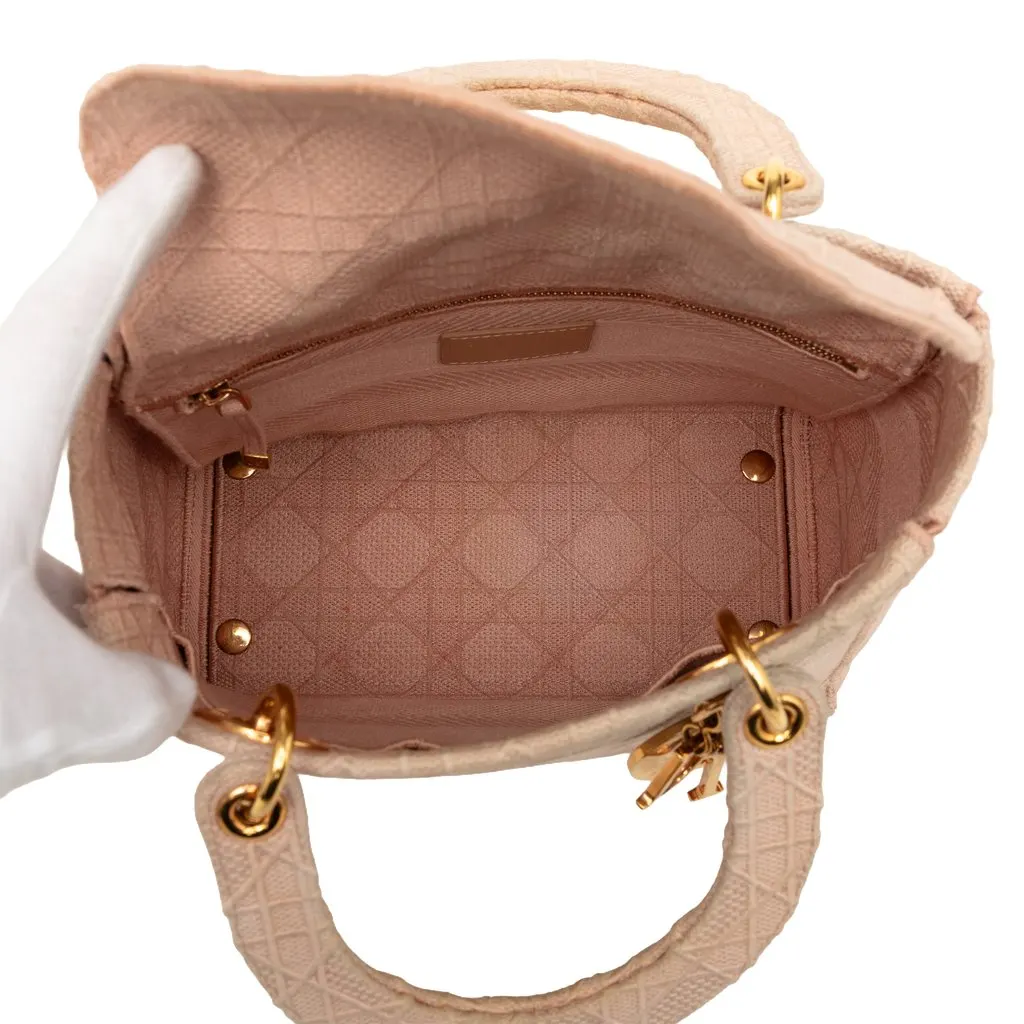 Dior Medium Embroidered Canvas Cannage Lady D Lite Pink Canvas Very good - Model View