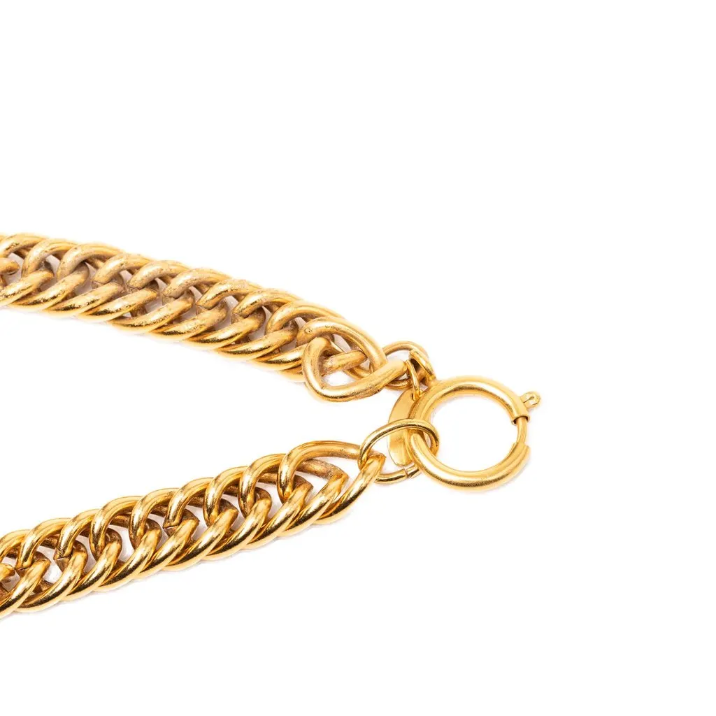Chanel Gold Plated Quilted Diamond Charms Necklace Gold Metal Very good - Box View