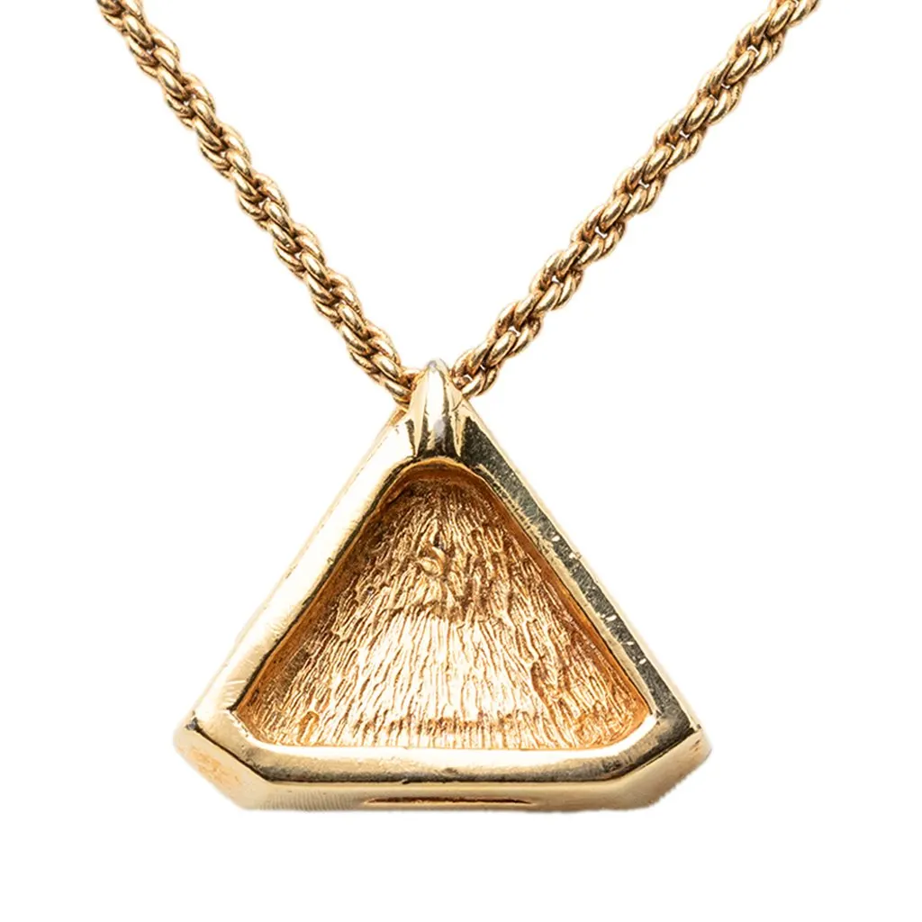 Dior Gold Plated Enamel Strass Triangle Logo Necklace Gold Metal Very good - Inside View