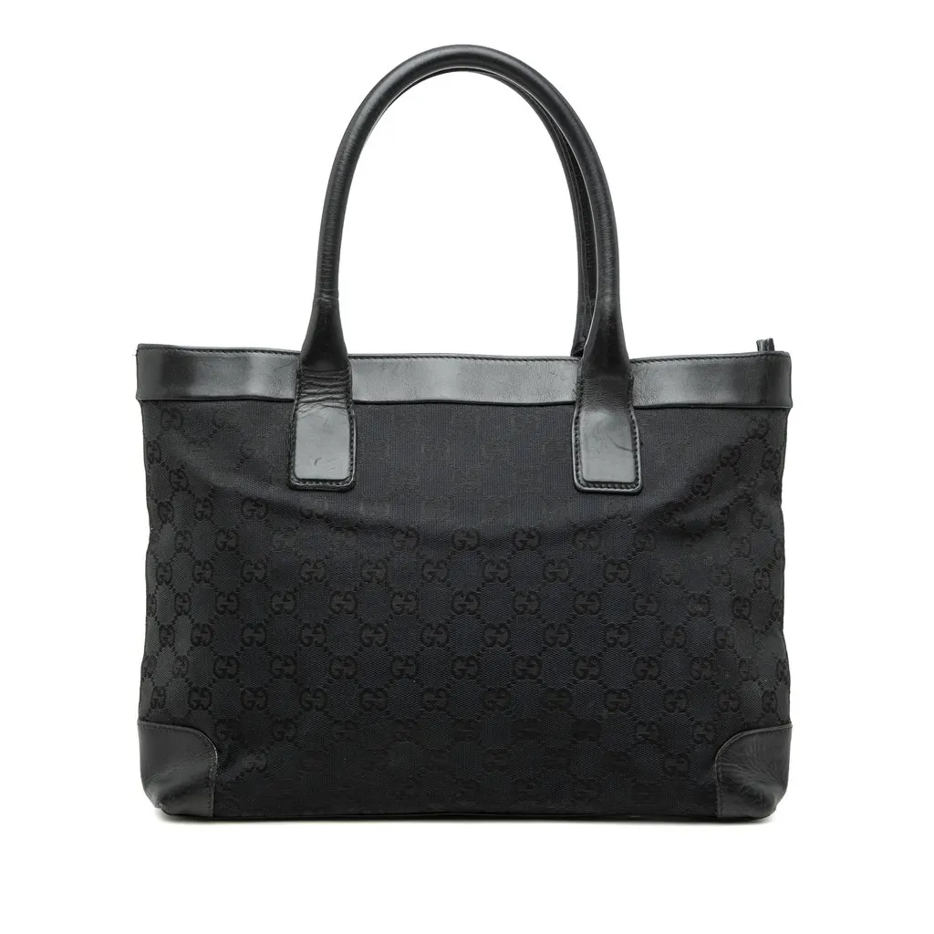 Gucci GG Canvas Tote Black Canvas Good - Front View
