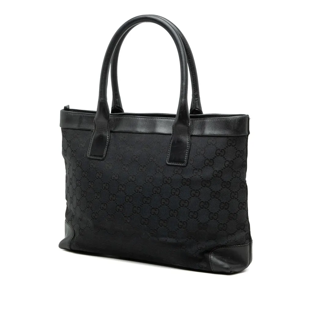 Gucci GG Canvas Tote Black Canvas Good - Back View