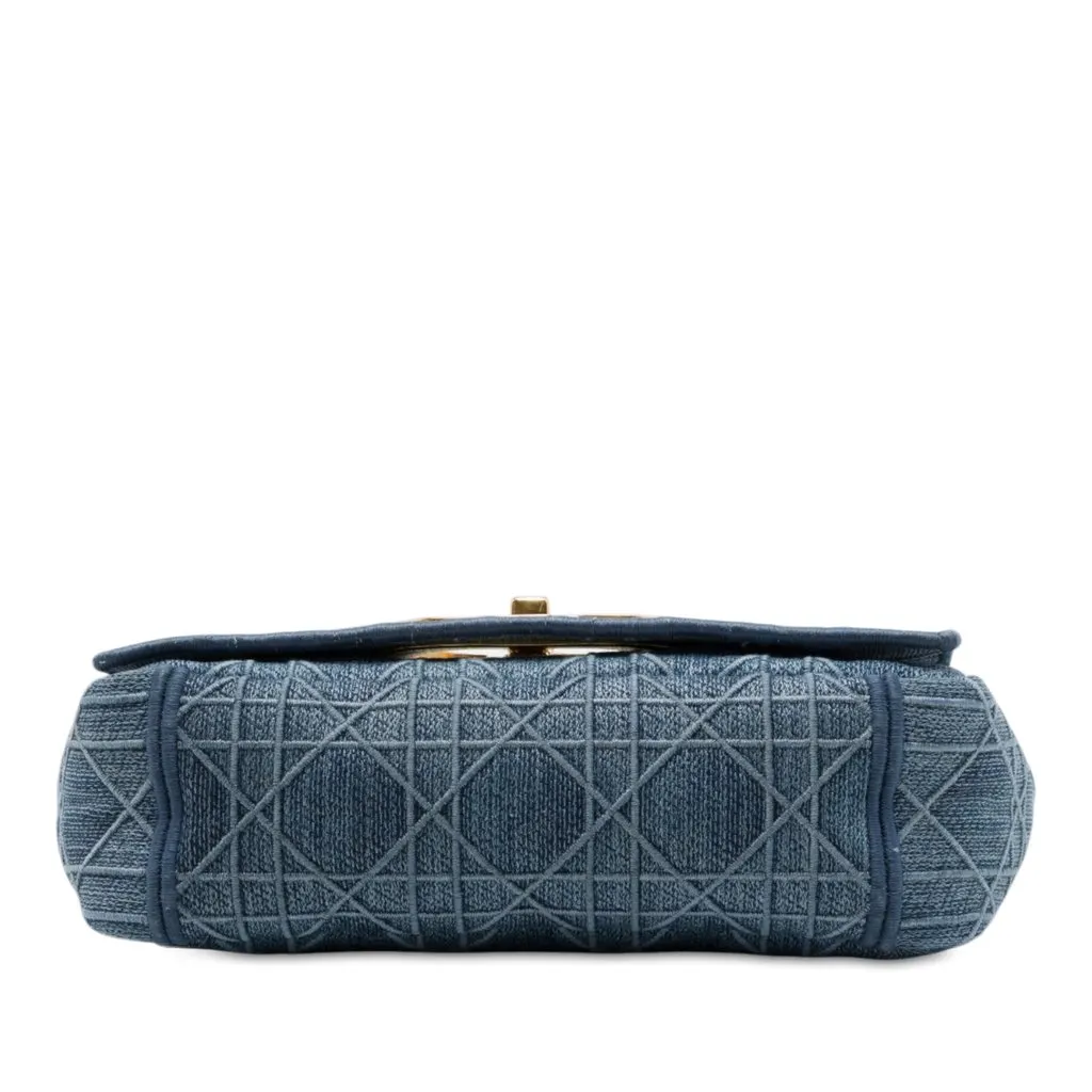 Dior Small Embroidered Denim Cannage Caro Bag Blue Denim Very good - Inside View