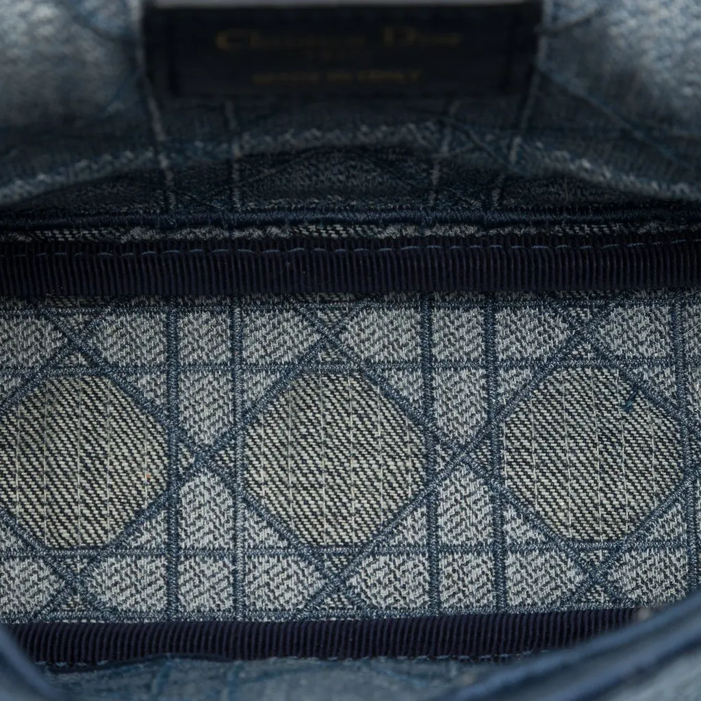Dior Small Embroidered Denim Cannage Caro Bag Blue Denim Very good - Model View