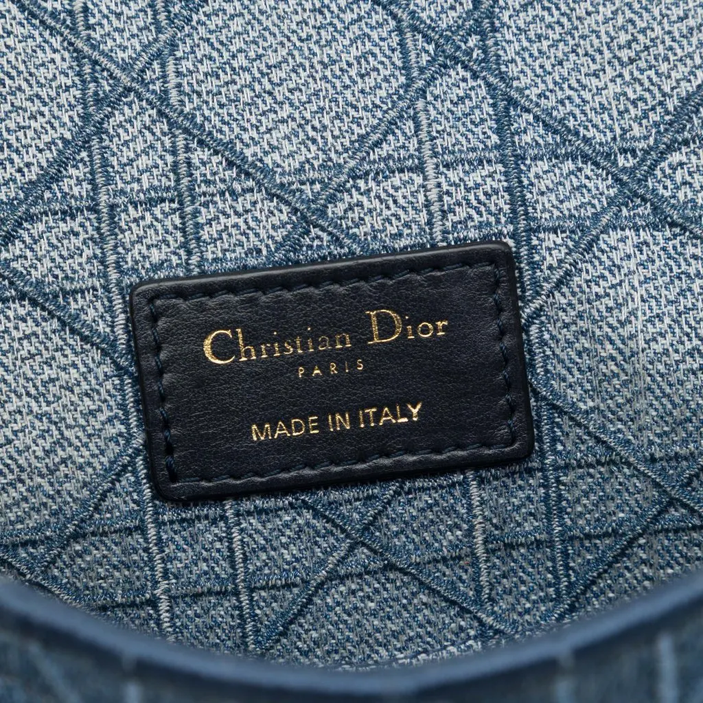 Dior Small Embroidered Denim Cannage Caro Bag Blue Denim Very good - Box View