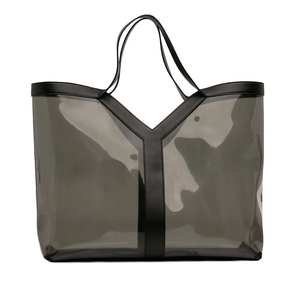 Saint Laurent Maxi PVC Transparent Y Tote Green Plastic Good - Front View
