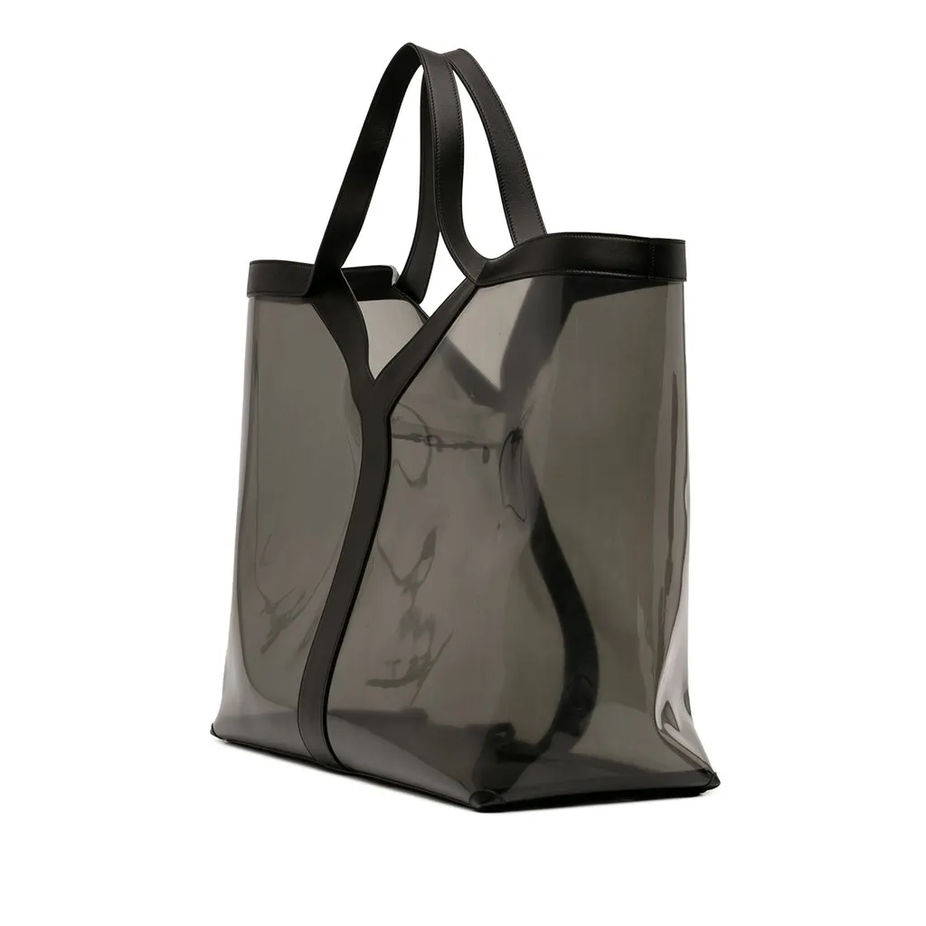 Saint Laurent Maxi PVC Transparent Y Tote Green Plastic Good - Back View
