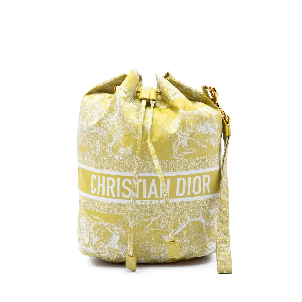 Dior Technical Fabric Toile De Jouy DiorTravel Drawstring Pouch Yellow Canvas Very good - Front View