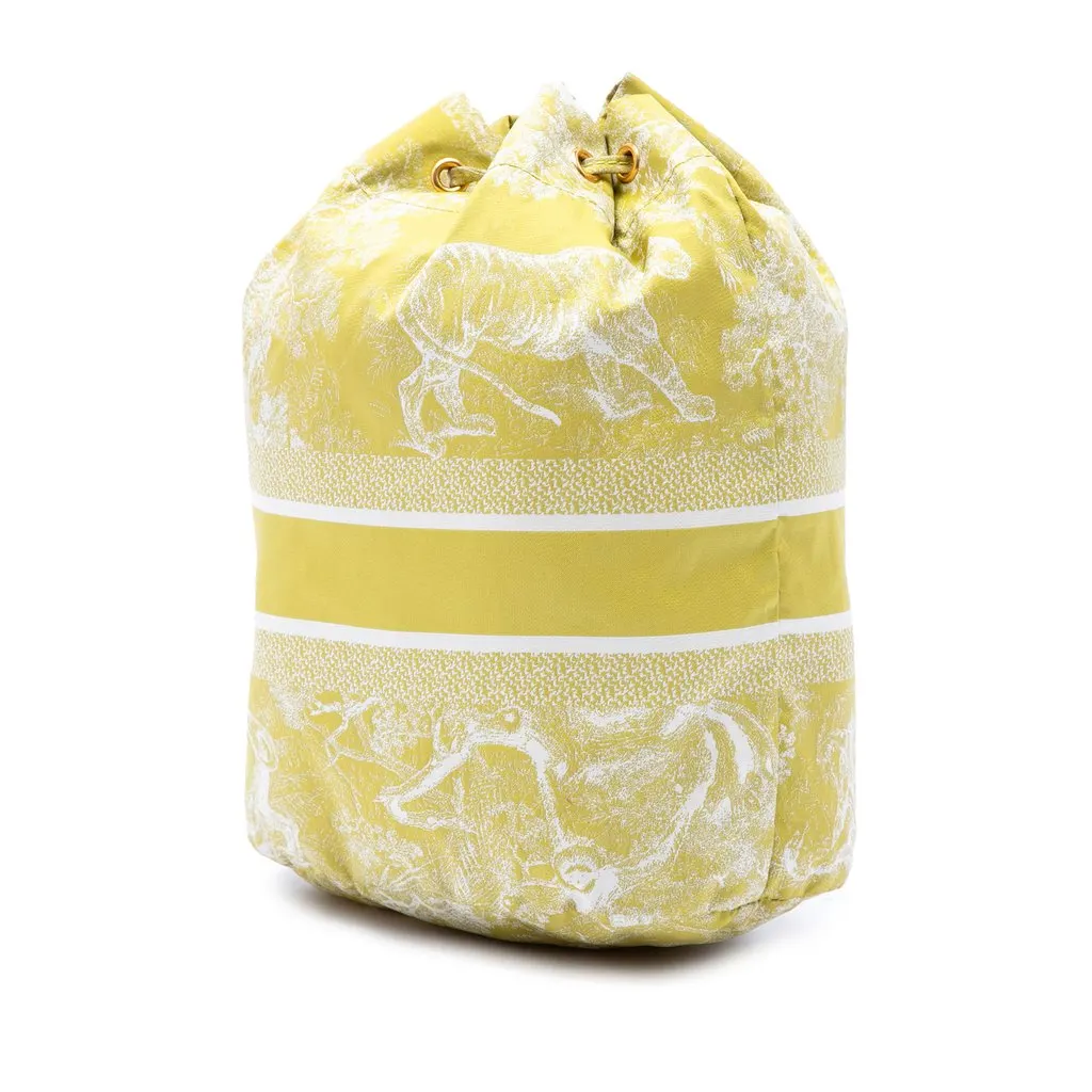 Dior Technical Fabric Toile De Jouy DiorTravel Drawstring Pouch Yellow Canvas Very good - Back View