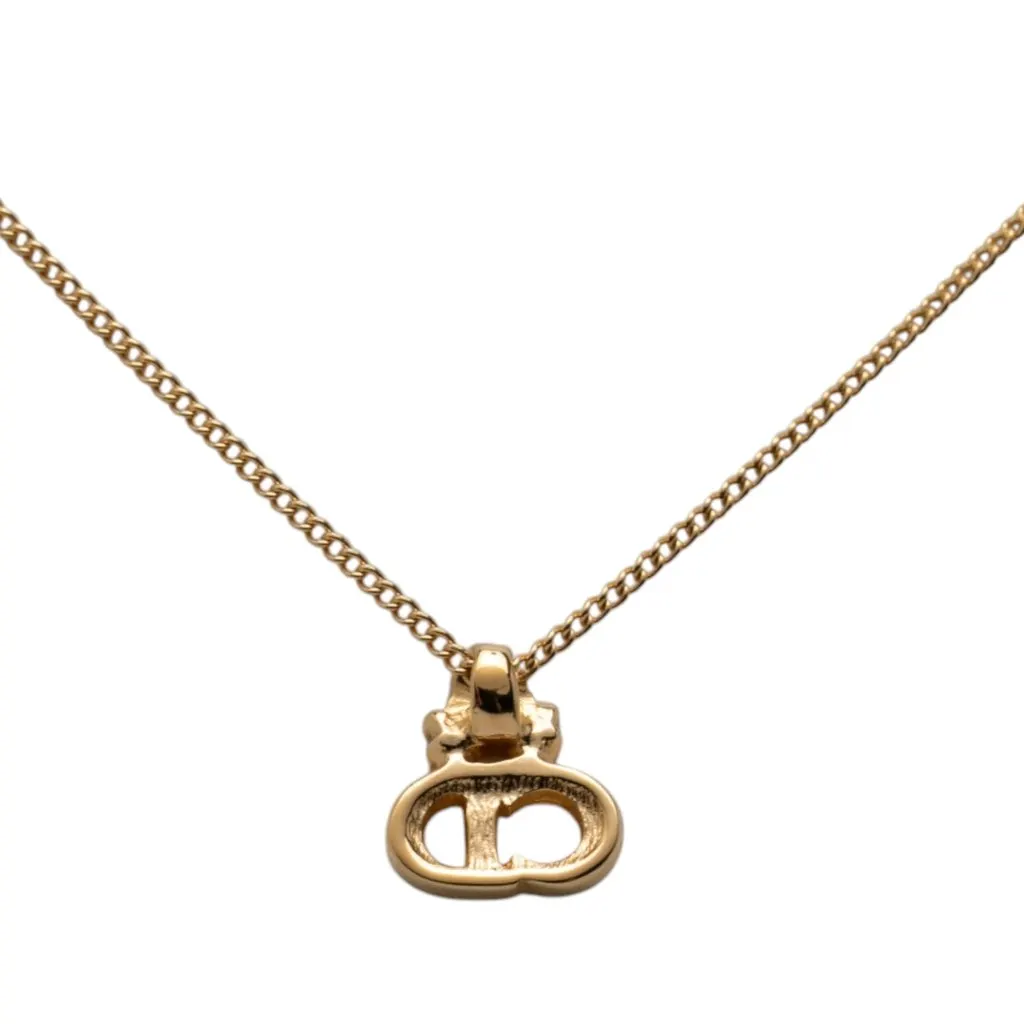 Dior Gold Plated Strass CD Logo Pendant Necklace Gold Metal Very good - Inside View