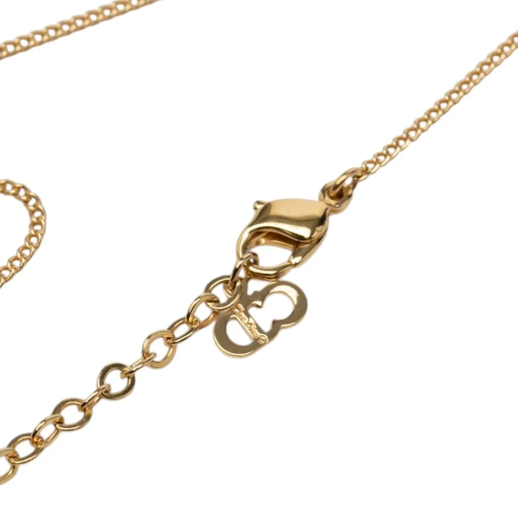 Dior Gold Plated Strass CD Logo Pendant Necklace Gold Metal Very good - Model View