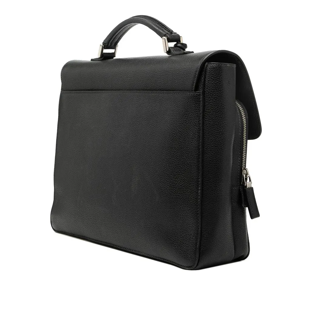 Prada Leather Business Bag Black Leather Very good - Back View