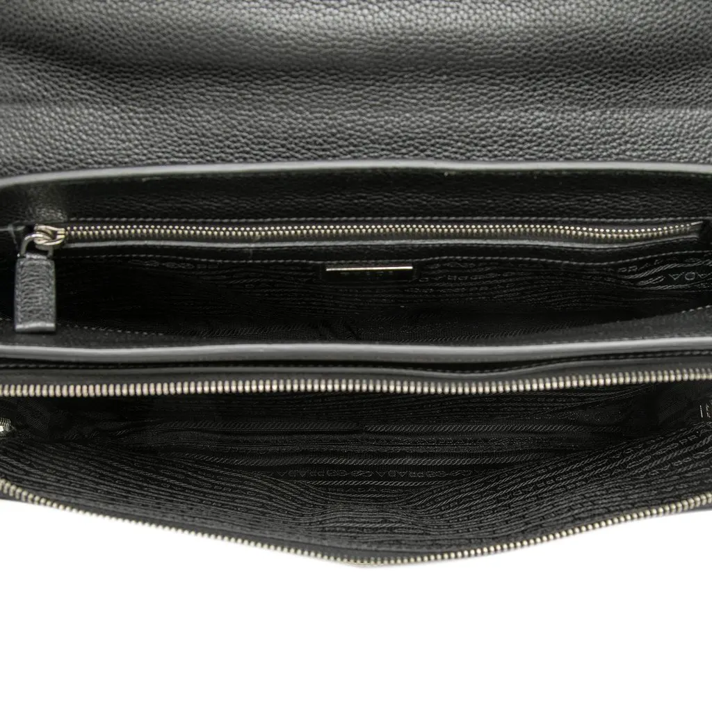 Prada Leather Business Bag Black Leather Very good - Model View