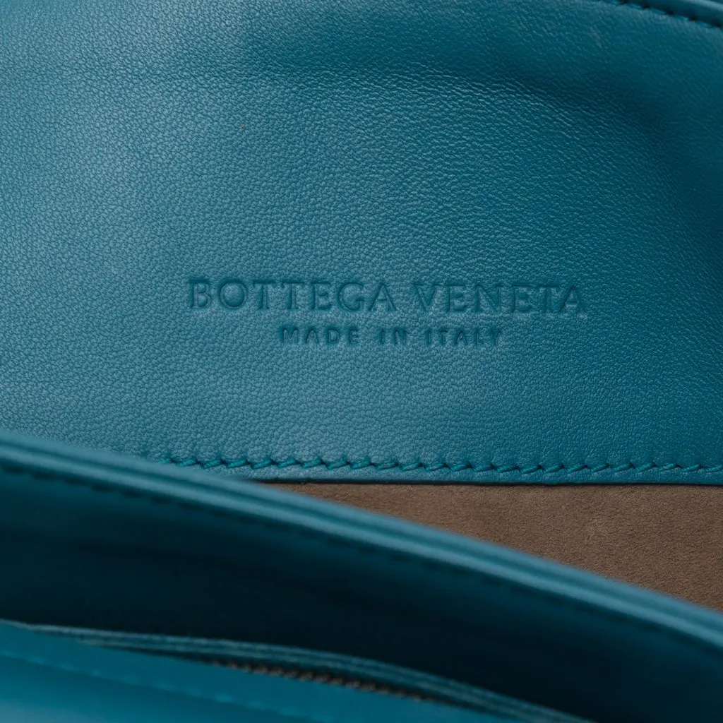 Bottega Veneta Small Nappa Intrecciato Olimpia Shoulder Bag Blue Leather Very good - Box View