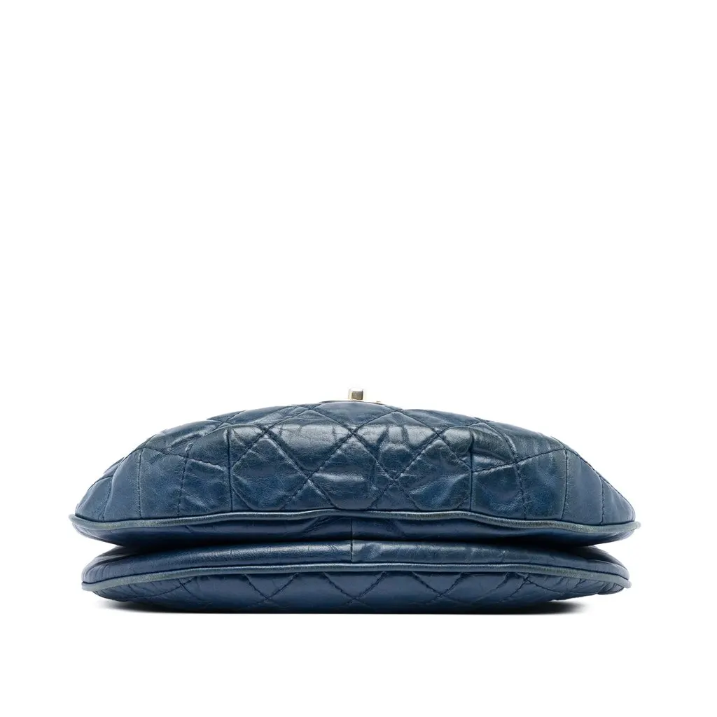 Chanel Medium Quilted Glazed Calfskin Bubble CC Flap Blue Leather Very good - Inside View