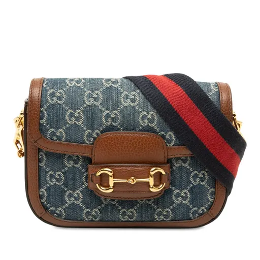 Gucci صغيرة GG دينيم ويب هورسبيت 1955 حقيبة كروس