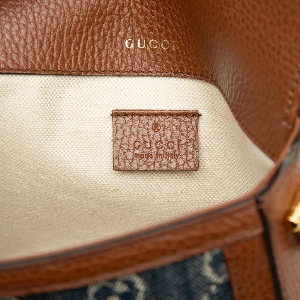 Gucci Small GG Denim Web Horsebit 1955 Crossbody Blue Denim Very good - Box View