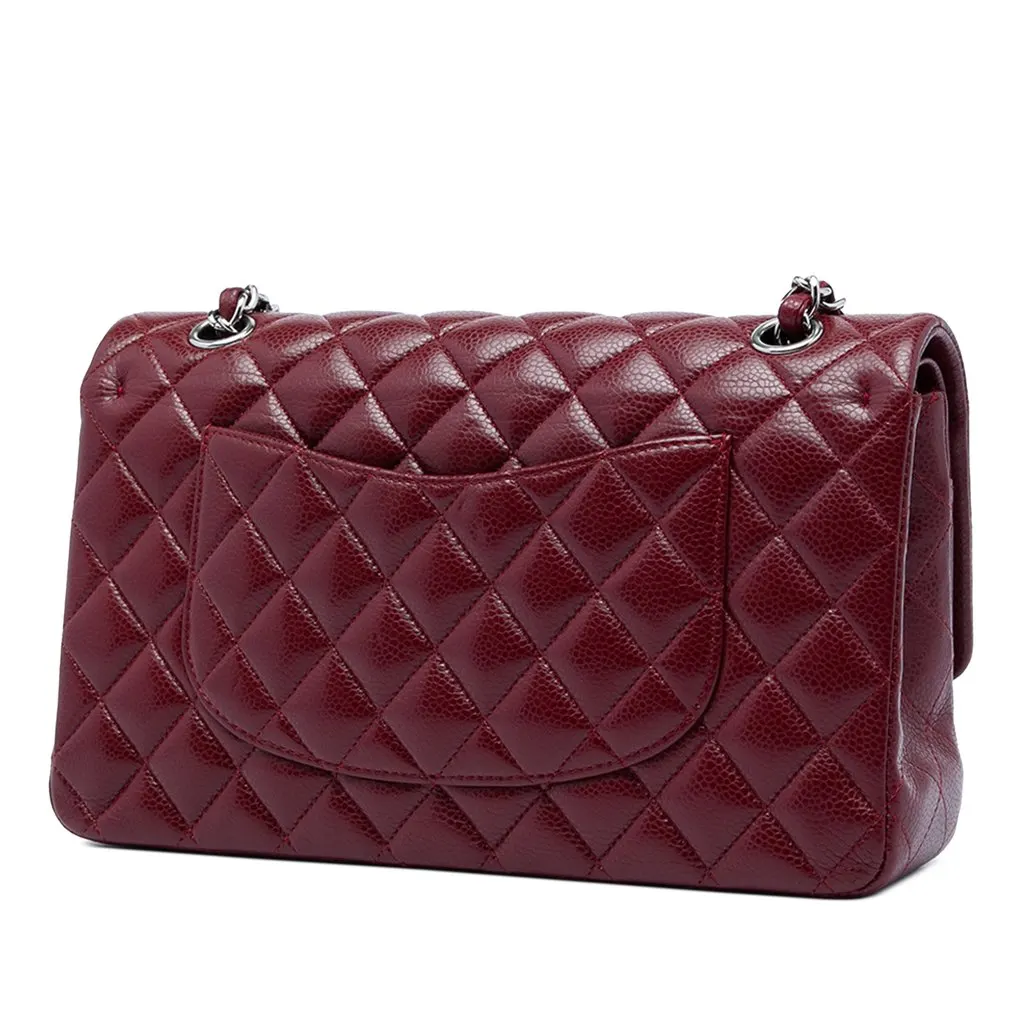 Chanel Medium Classic Caviar Double Flap Red Leather Very good - Back View