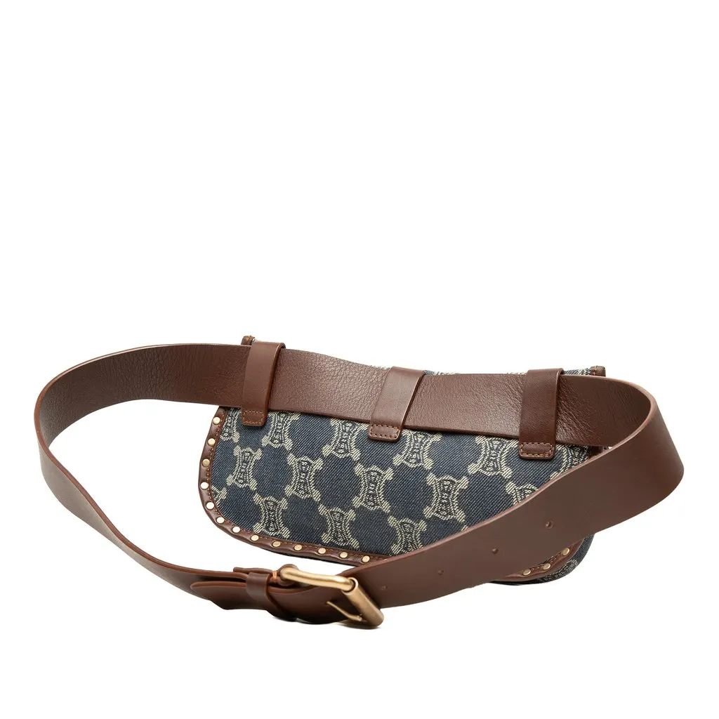 Celine Macadam Denim Double Pocket Belt Bag Blue Denim Very good - Back View