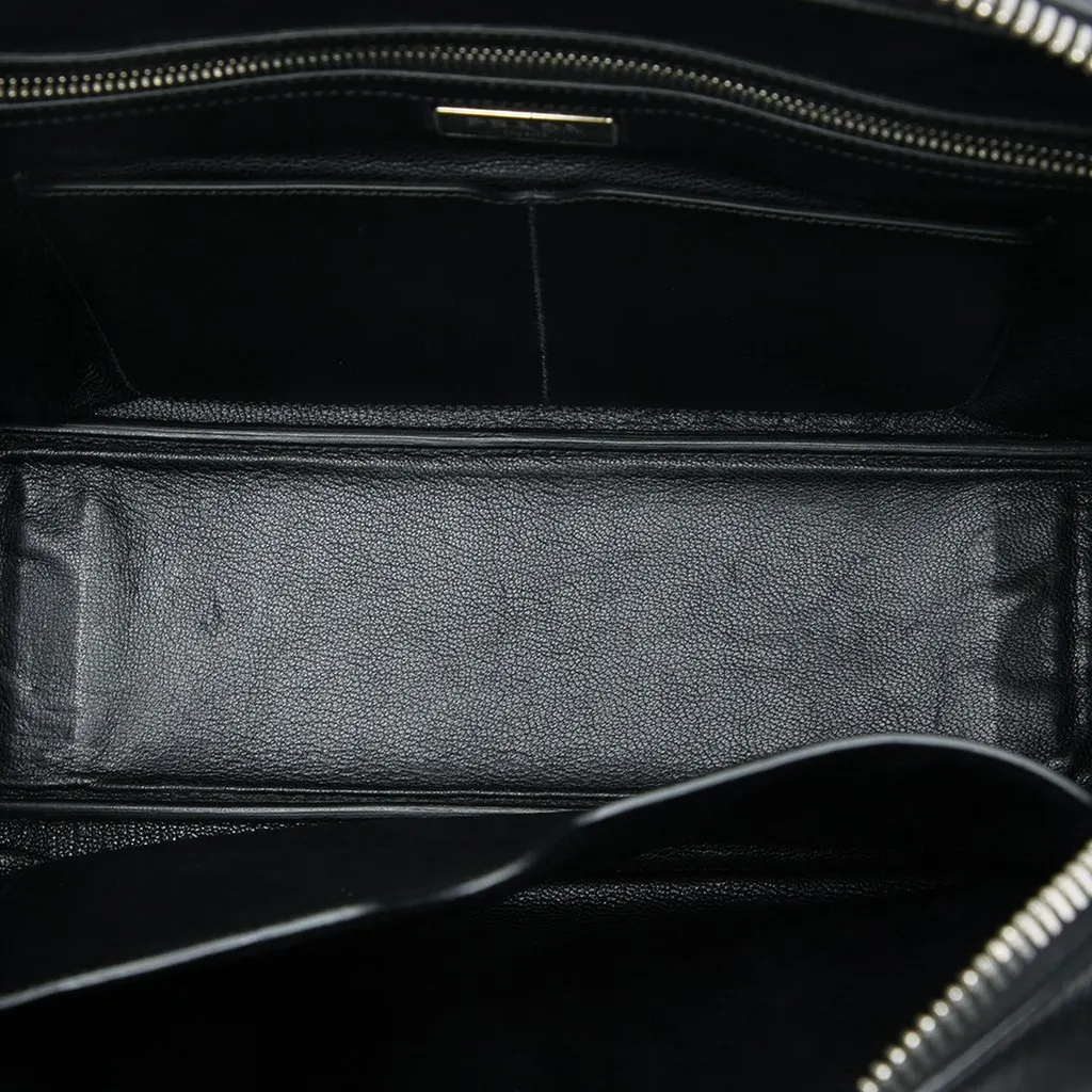 Prada Bicolor Saffiano Business Bag Blue Leather Very good - Model View