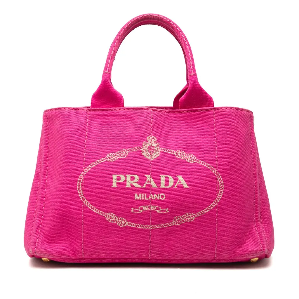 Prada Canvas Canapa Logo Tote Pink Canvas Very good - Front View