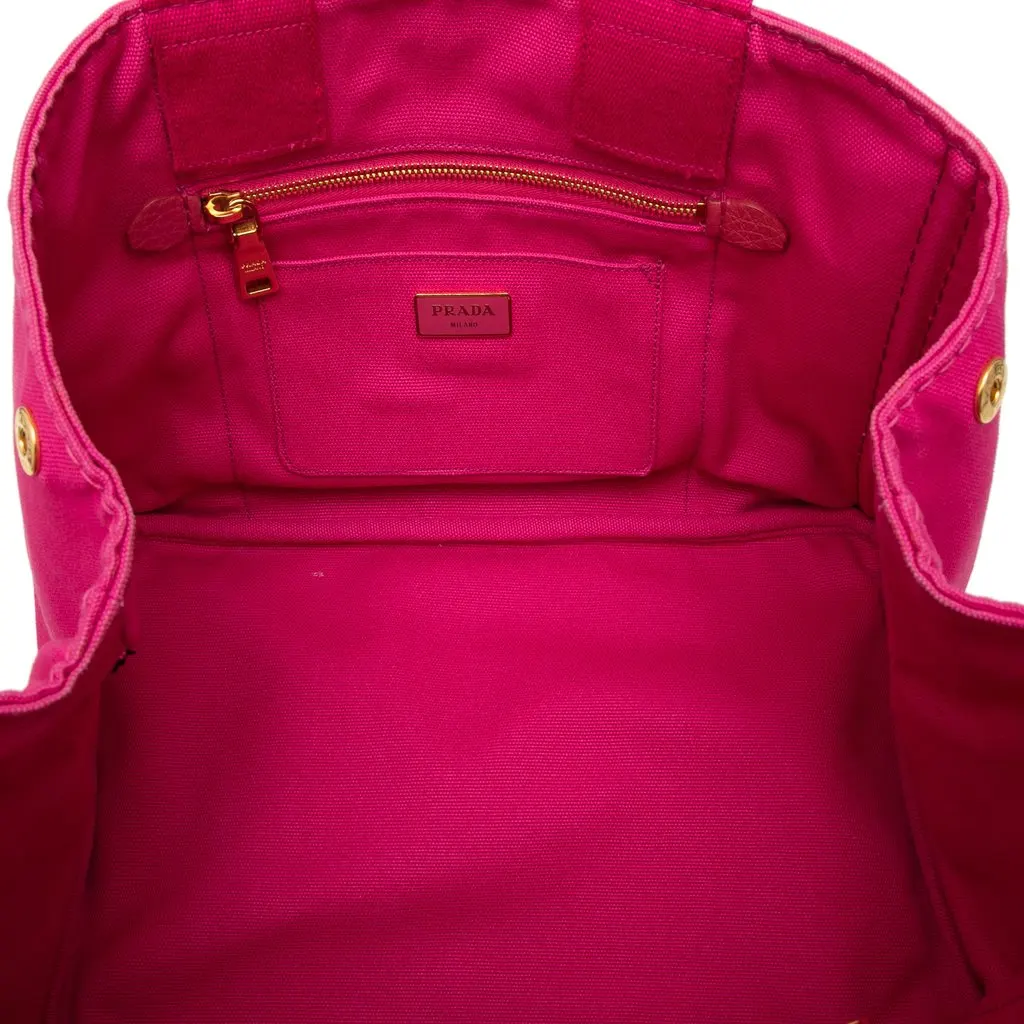 Prada Canvas Canapa Logo Tote Pink Canvas Very good - Model View