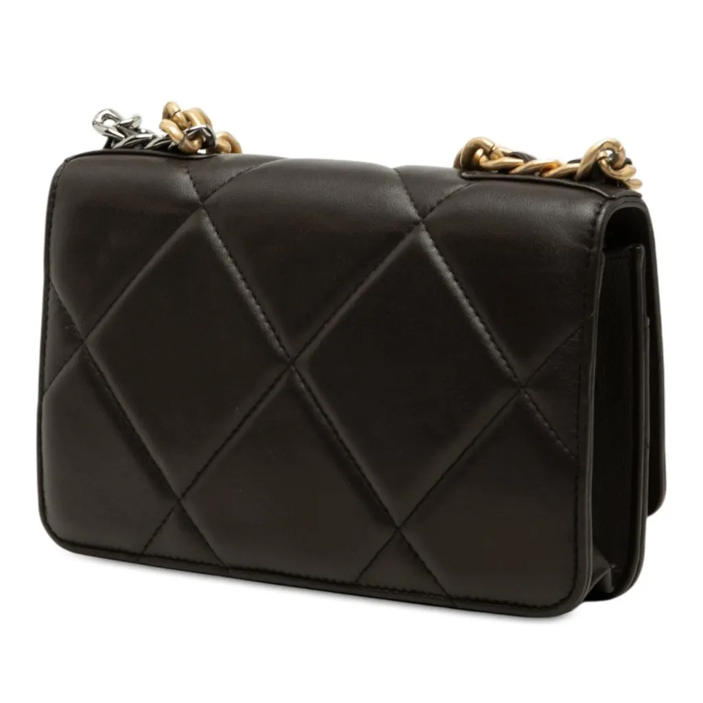 Chanel Quilted Lambskin 19 Wallet on Chain Brown Leather Very good - Back View
