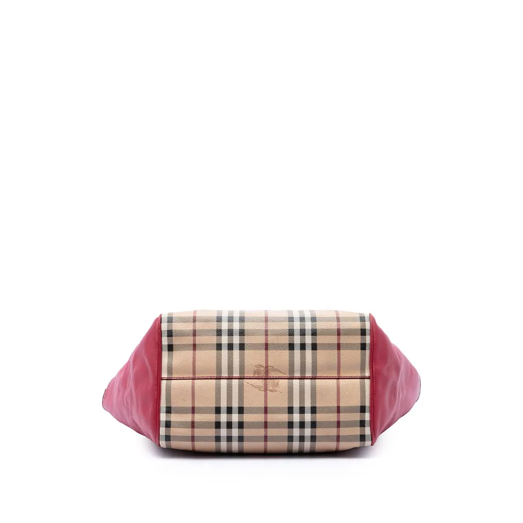 Burberry Small Haymarket Check Coated Canvas and Calfskin Canterbury Tote Beige Canvas Very good - Inside View