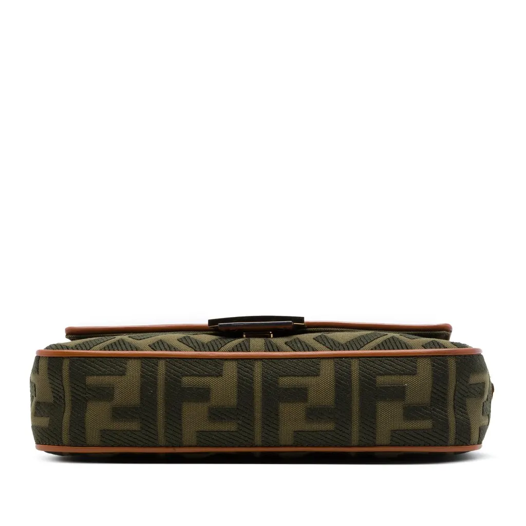 Fendi Zucca Embroidered Canvas Baguette Satchel Green Very good - Inside View