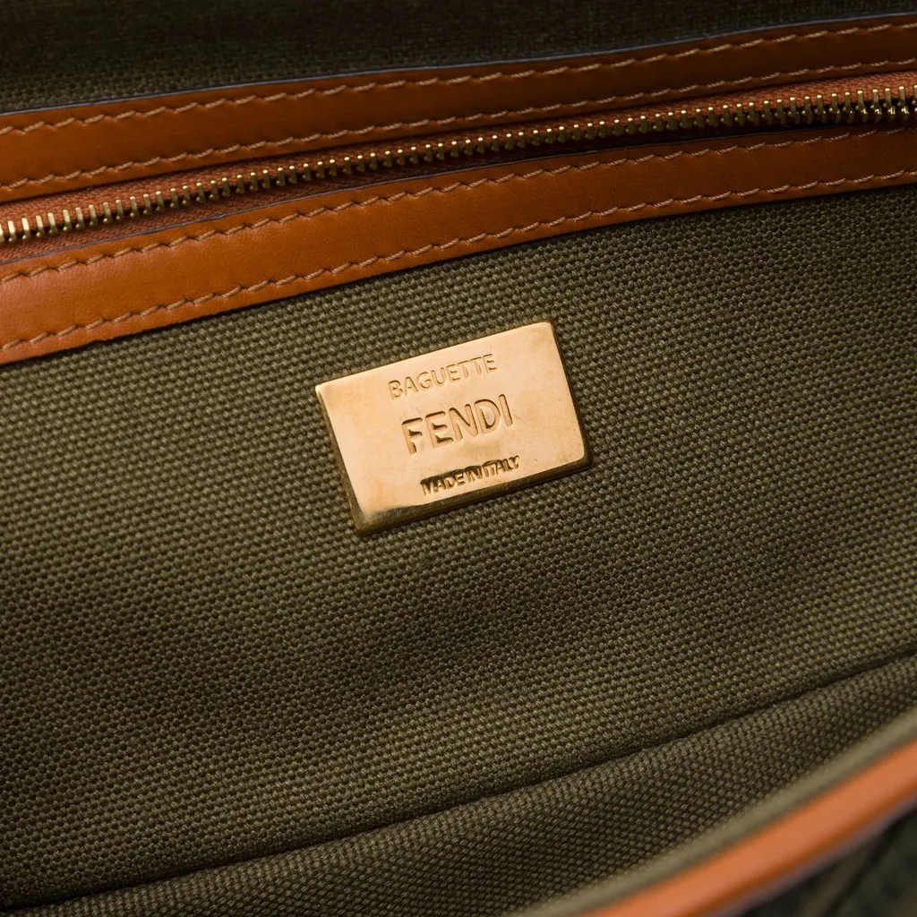 Fendi Zucca Embroidered Canvas Baguette Satchel Green Very good - Box View