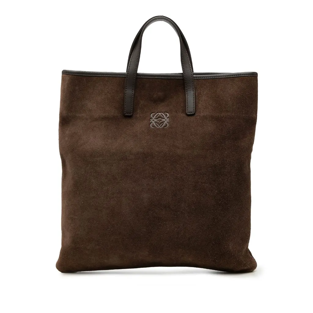 LOEWE Suede Anagram Tote Brown Leather Very good - Front View