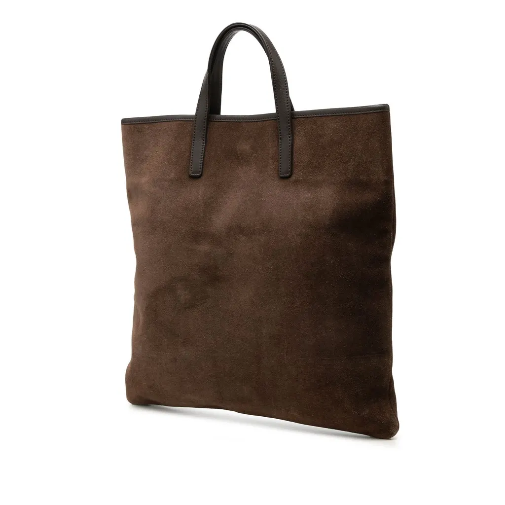 LOEWE Suede Anagram Tote Brown Leather Very good - Back View