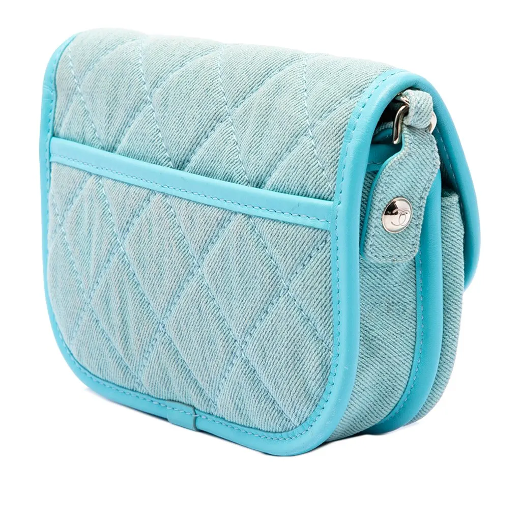 Chanel Mini CC Quilted Denim Messenger Flap Blue Very good - Back View