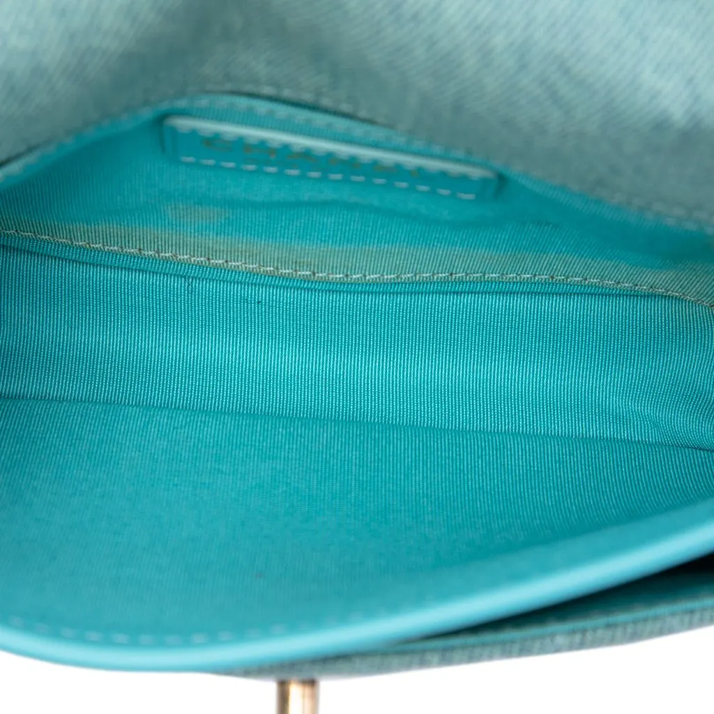Chanel Mini CC Quilted Denim Messenger Flap Blue Very good - Model View