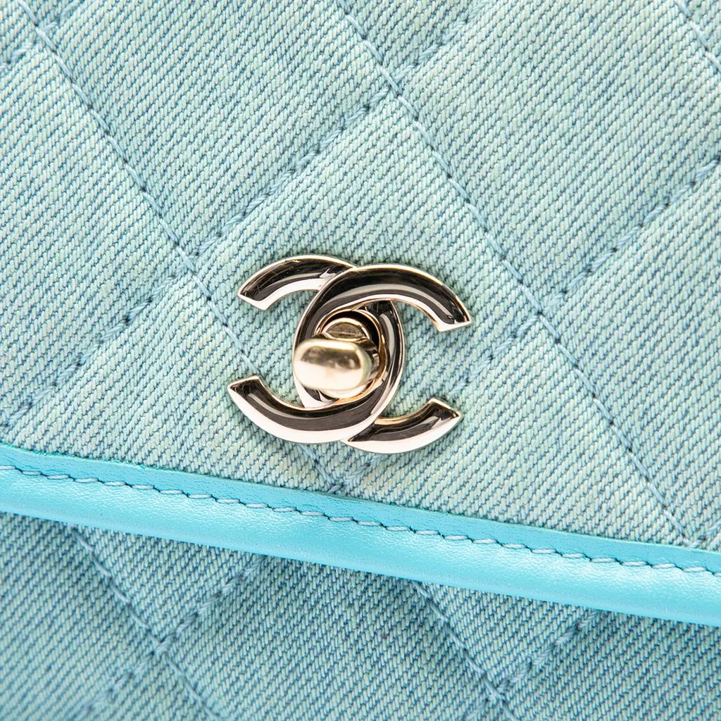 Chanel Mini CC Quilted Denim Messenger Flap Blue Very good - Box View
